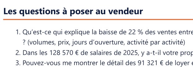 Page de l’étude : les treize questions à poser au vendeur, chiffres à l’appui